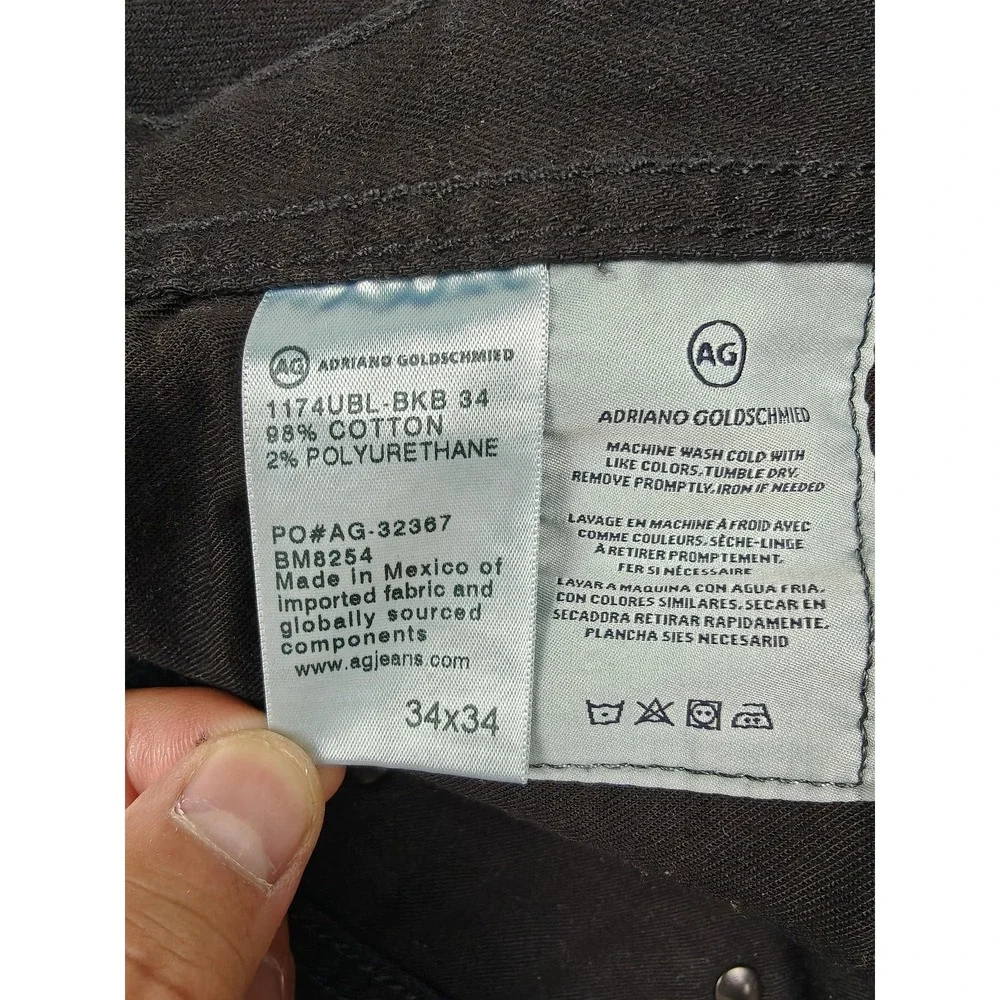 AG Adriano Goldschmied The Graduate Jeans Mens 34x3 Black Tailored Leg Denim